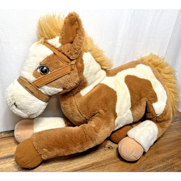 huggapuffs Other - HuggaPuffs Stuffed Paint Horse 24k Polar Puff 5841 Cimmaron Plush Brown White 24